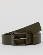 Smith And Canova Leather Belt In Khaki - Black