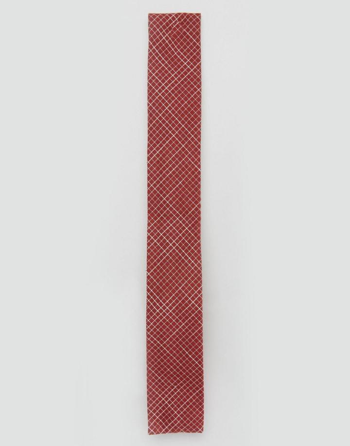 Noak Square Tie In Grid Print - Red