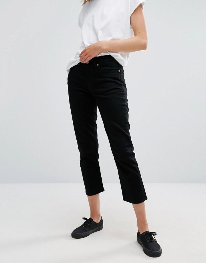 Weekday Ami Mid Rise Crop Boyfriend Jeans - Black