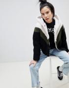 Pull & Bear Chevron Hooded Fluffy Cardi - Multi