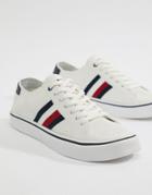 Tommy Hilfiger Icon Stripe Knit Sneakers In White - White