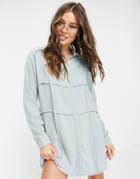 Lola May Panelled Shirt Dress In Mint-green