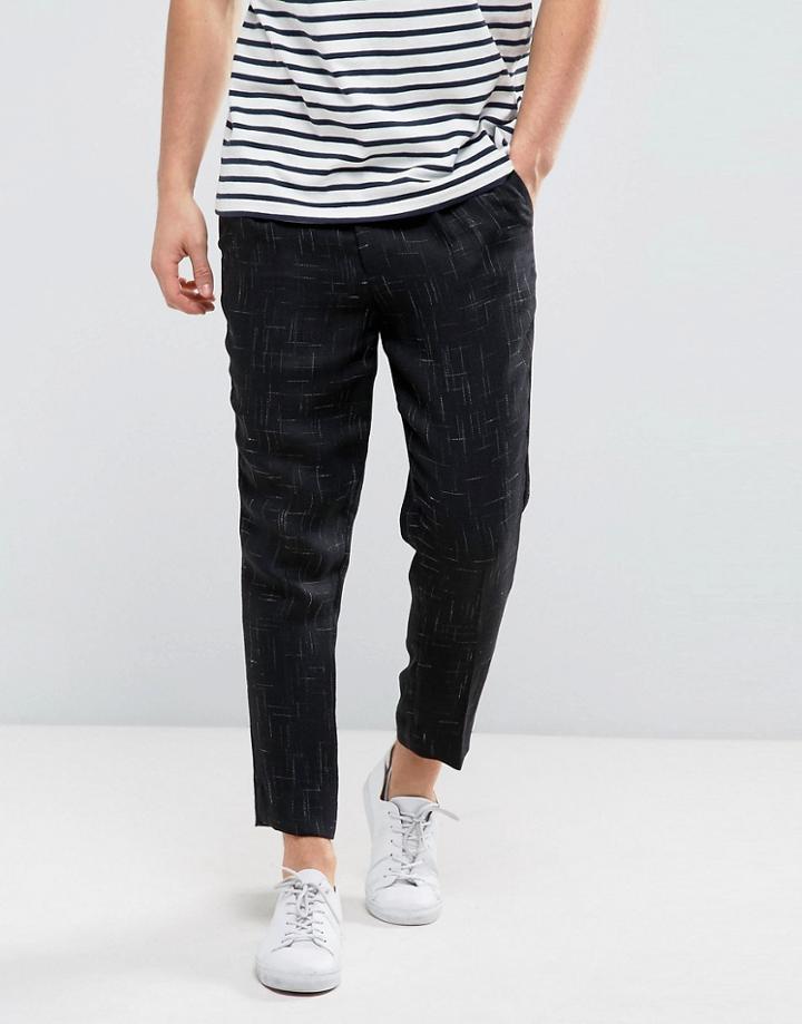 Asos Tapered Pants In Black Textured Design - Black