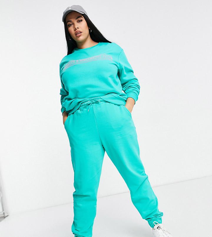 Simply Be Health And Wellbeing Sweatpants In Teal - Part Of A Set-green