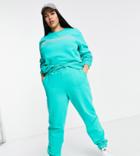Simply Be Health And Wellbeing Sweatpants In Teal - Part Of A Set-green