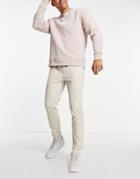 Asos Design Skinny Chinos With Elasticated Waist In Beige-neutral