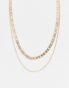 Pieces Double Mixed Chain Necklace In Gold