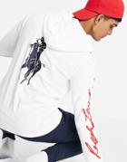 Polo Ralph Lauren Back And Arm Logo Hooded Long Sleeve Top In White
