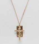 Chained & Able Old English Crucifix Bunch Necklace In Sterling Silver With Gold Plating - Gold