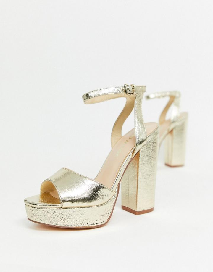 Vero Moda Metallic Heeled Platform Sandals-gold