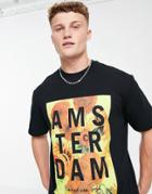 Topman Apoh Sunflower T-shirt In Black