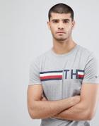 Tommy Hilfiger Icon Stripe Th Logo T-shirt In Gray Marl - Gray