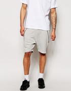 Asos Jersey Shorts In Drop Crotch With Zips - Light Gray