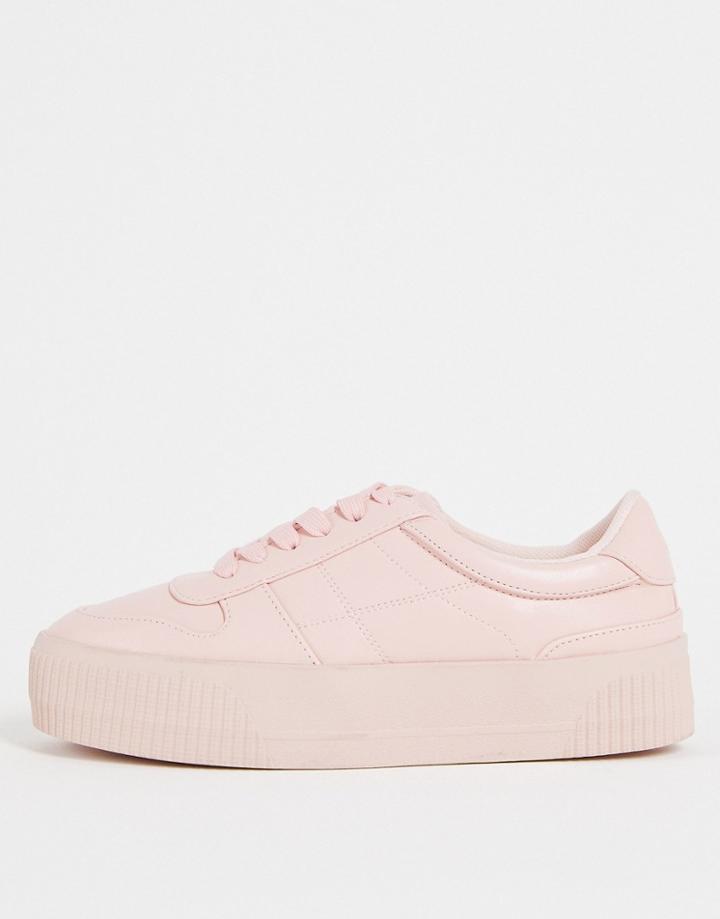 Asos Design Duet Flatform Lace-up Sneakers In Pink