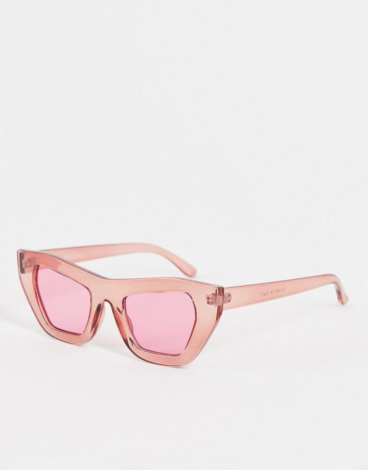 Madein Oversized Sunglasses In Clear Pink