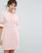 Oasis Lace Fluted Sleeve Shift Dress - Pink