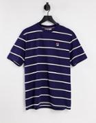 Fila Striped T-shirt With Logo In Navy