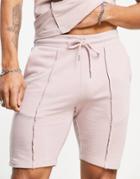Asos Design Tapered Jersey Shorts With Pin Tucks In Dusty Pink - Part Of A Set