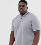 Le Breve Plus Tipped Slim Fit Polo Shirt-gray