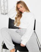 Asos Design Boxy High Neck Sweatshirt In White