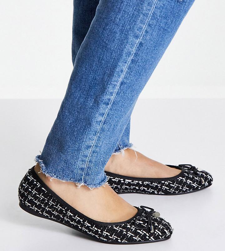Asos Design Lallie Ballet Flats In Black Tweed