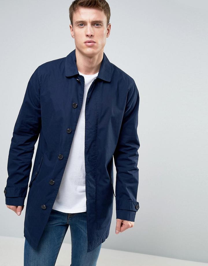 Solid Trench Jacket - Navy