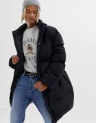 Tommy Jeans Long Oversize Down Puffer Coat In Black - Black