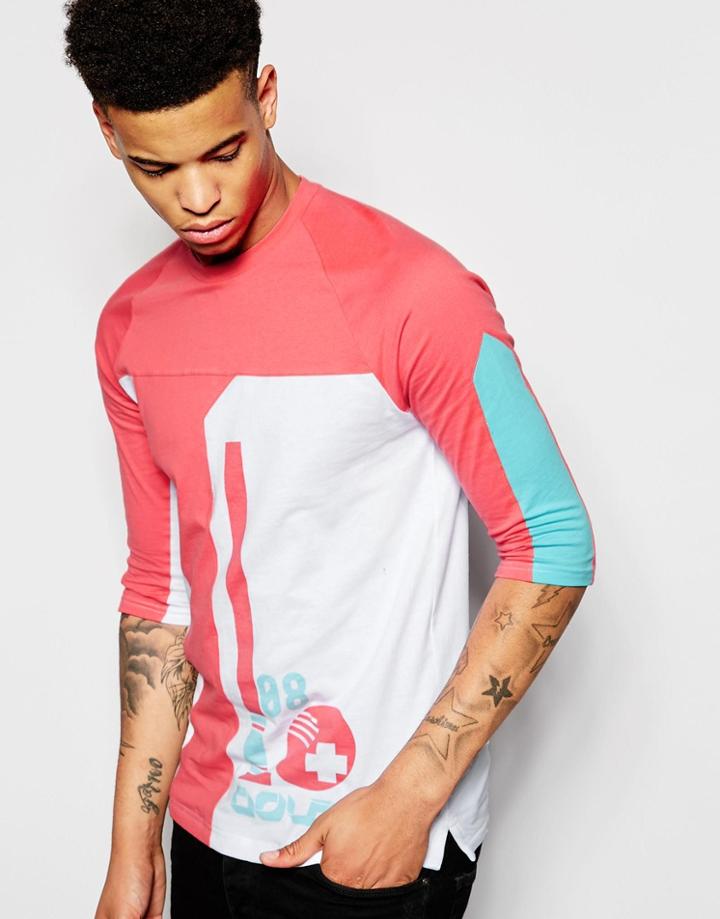 Pink Dolphin 3/4 Sleeve T-shirt With Ball Print - White