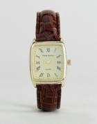 Philip Mercier Brown Strap Watch With Square Dial - Brown