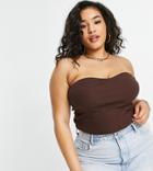 Collusion Plus Exclusive Rib Bandeau Top In Brown