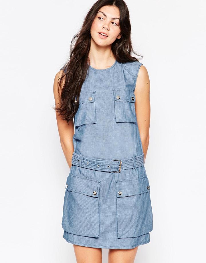 Love Moschino Cargo Pocket Denim Dress - Blue