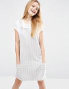 Asos Pinafore Dress In Ponte With Stripe - Multi