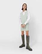 Stradivarius Mini Vest Sweater Dress In Mint-green