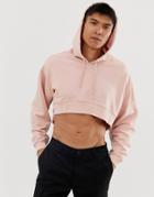 Asos Design Cropped Oversized Hoodie In Pink
