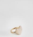 Asos Design Curve Ring With Pearl Heart In Gold - Gold