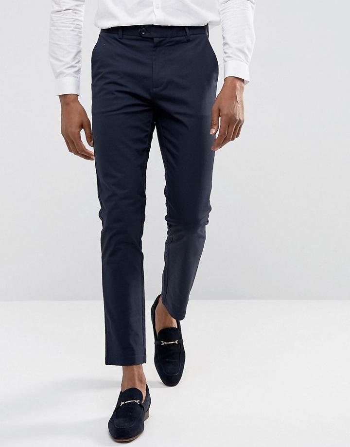 Burton Menswear Slim Smart Chinos In Navy - Navy