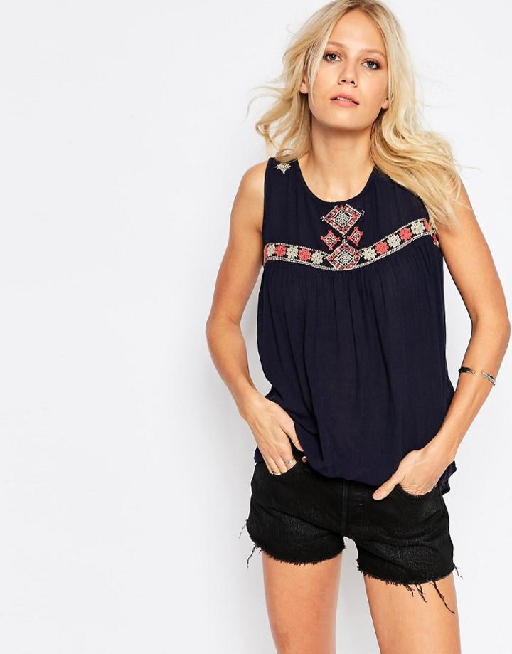 Only Sleeveless Folk Top - Night Sky