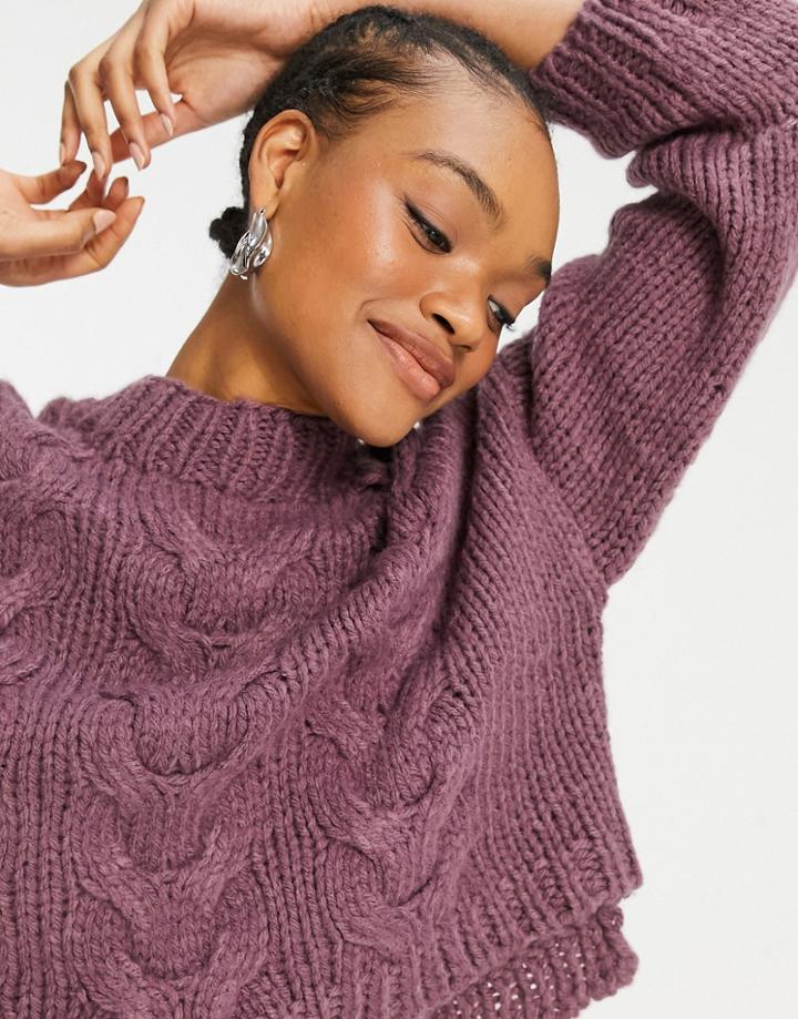 Native Youth Cable Knit Sweater In Purple