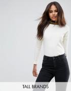 Noisy May Tall Contrast Roll Neck Top - Cream