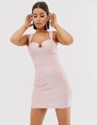 Rare Metallic Bodycon Mini Dress In Pink - Pink