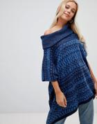 Qed London Roll Neck Poncho Sweater - Navy