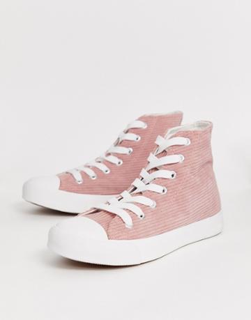 Park Lane Hi Top Lace Up Sneakers In Pink Cord