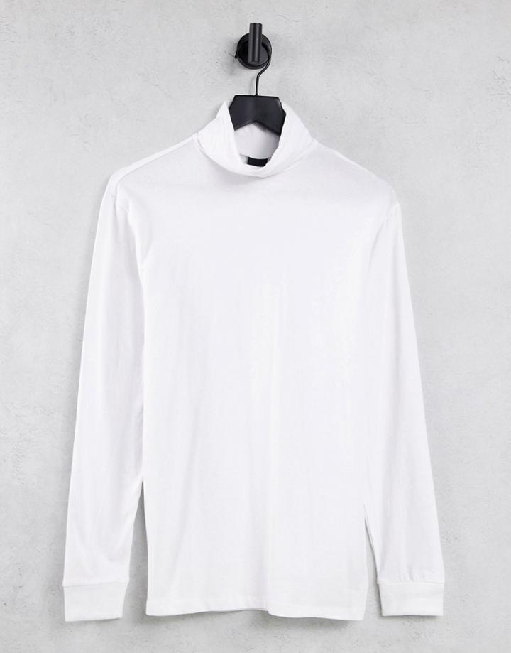 Only & Sons Roll Neck Long Sleeve Top In White