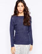 Jdy Ribbed Patterned Sweater - Navy