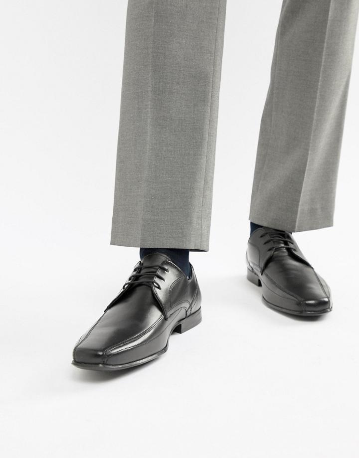Next Lace Up Leather Shoes With Panel In Black - Black
