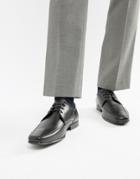 Next Lace Up Leather Shoes With Panel In Black - Black