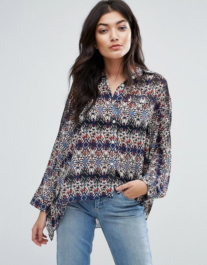 Jasmine Oversized Printed Shirt - Blue