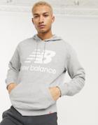 New Balance Stacked Logo Hoodie In Gray