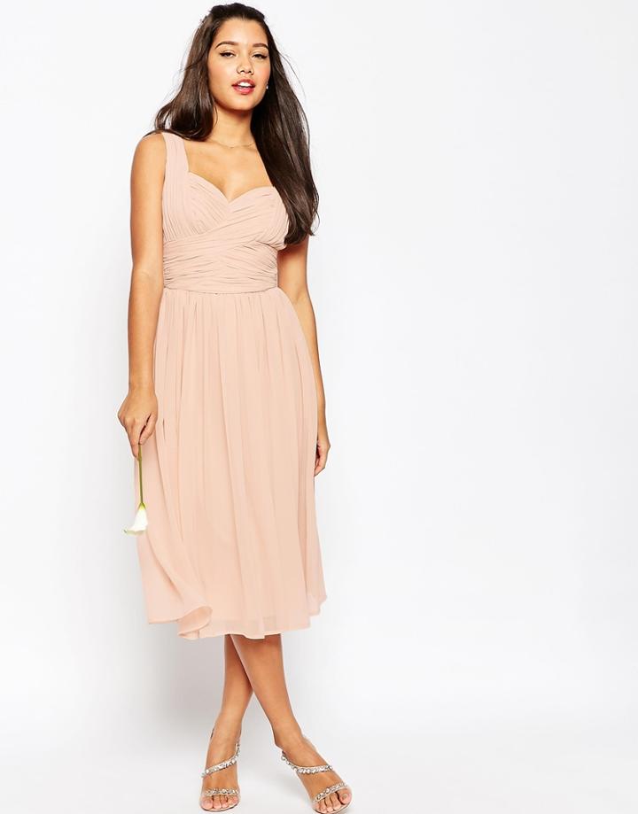 Asos Wedding Ruched Panel Midi Dress - Mint