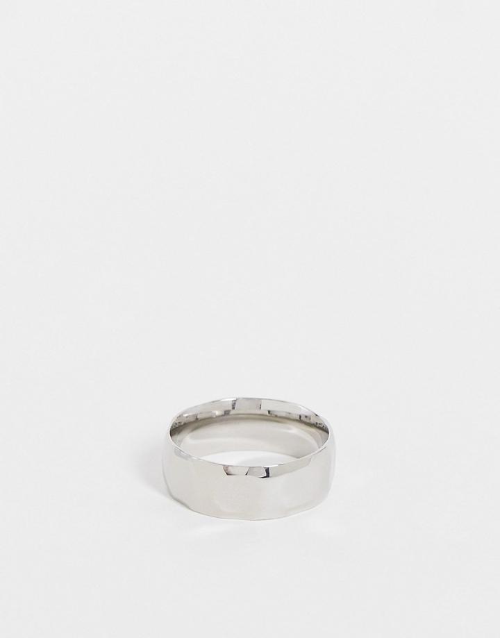 Topman Plain Silver Band Ring In Silver